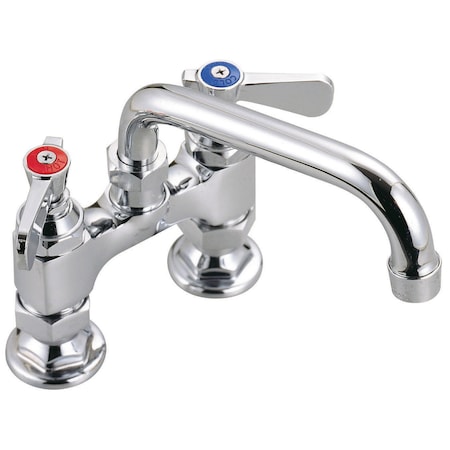 Bk Resources Optiflow Heavy Duty Faucet, 12" Swing Spout, 4" O.C. Deck Mount BKF4HD-12-G